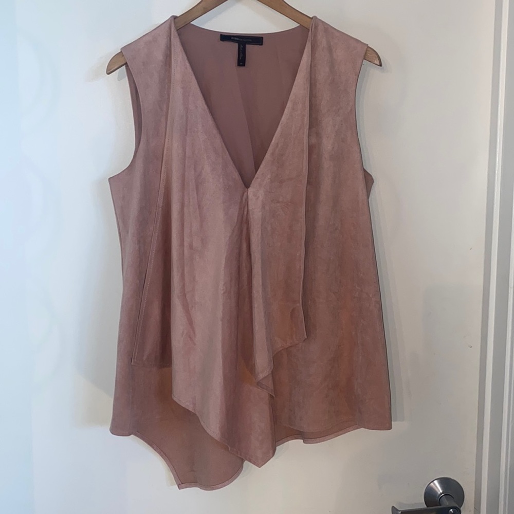 BCBG Max Azria Audrey blouse faux suede top size medium